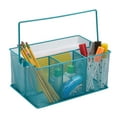 thumbnail image 1 of Mind Reader Utensil Holder, Silverware Organizer, Caddy, Metal, 7"L x 7"W x 5"H, Turquoise, 1 of 8