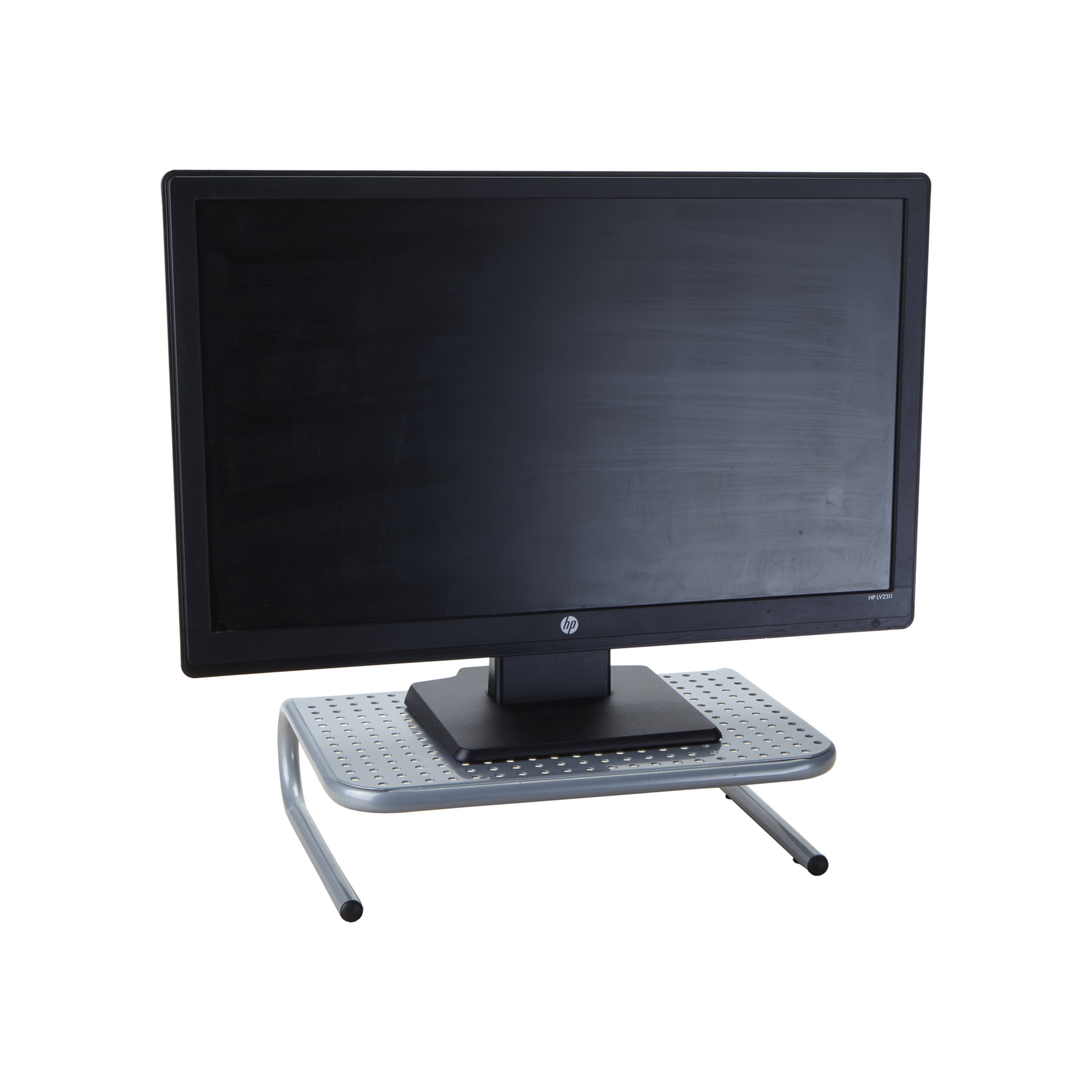 Mind Reader Vented 11 x 14.5 x 4.5 Metal Monitor Stand, Silver