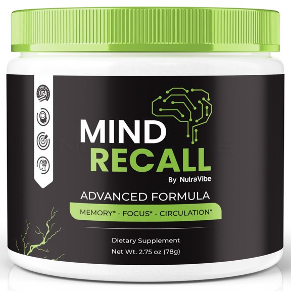 Mind Recall  Daily Formula with a Natural Blend to Help Maintain Focus, Memory & Concentration | Clean, Gentle, Easy-to-Take Powder for Everyday Sharpness (30 Servings)