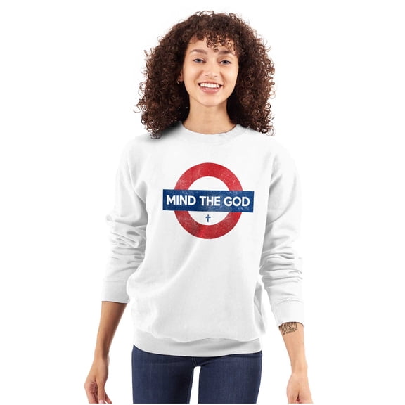 Mind The God Metro Pun Religion Sweatshirt for Men or Women Brisco Brands S