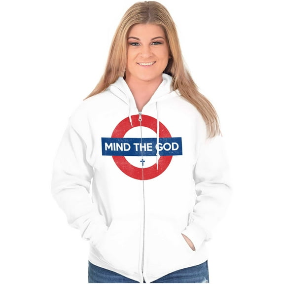 Mind The God Metro Pun Religion Zip Up Hoodie Men's Women's Brisco Brands S