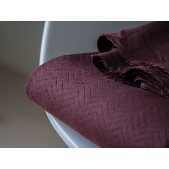 Mind The MAKER Organic Chevron Quilted Stretch Knit Fabric Bordeaux - per yard