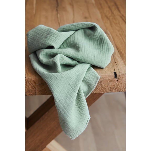 Mind The MAKER Organic Crinkle Cotton Double Gauze Fabric Sage Green - per yard
