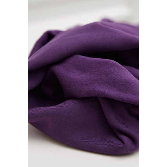Mind The MAKER Organic Fleece Back Sweatshirt Stretch Fabric Plum - per yard