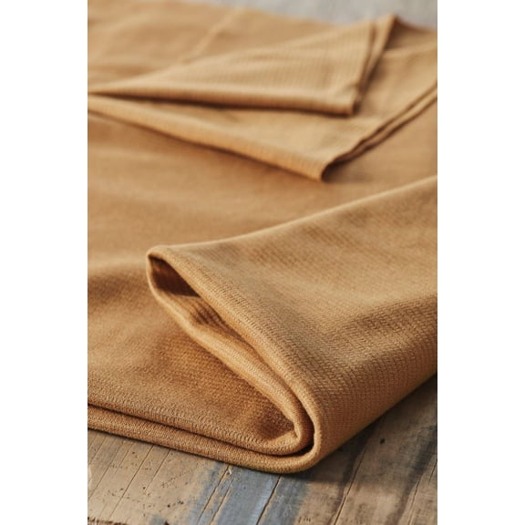 Mind The MAKER Organic Woolen Ottoman Stretch Sweater Knit Fabric, Dry Mustard Solid for Dressmaking, 63" Wide, By the Yard