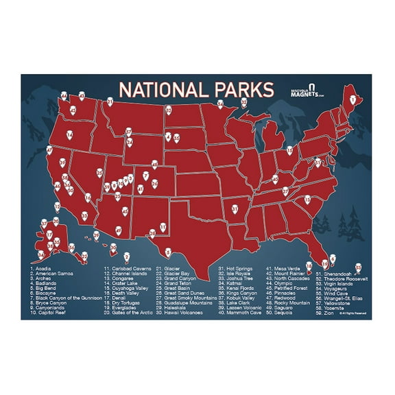 Mind Your Magnets US National Parks Map - Refrigerator Magnet