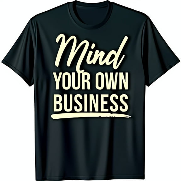 Mind Your Own Business Black T-Shirt Bold White Text Graphic Tee