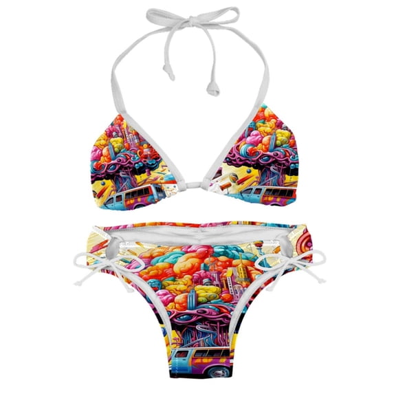 Mind car Detachable Sponge Adjustable Strap Bikini Set Two-Pack, Ideal for Beach and Pool Parties