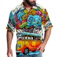 thumbnail image 1 of Mind car Men's Spread Collar Poplin Beach Shirts - Casual Printed Button Down Short Sleeve Summer Tops for Unisex, 1 of 6