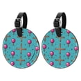 thumbnail image 1 of Mind car Set of 2pcs PU Leather Round Suitcase Tags with Privacy Cover and Name ID Tag - Ideal for Travel Luggage, Handbags, Backpacks, School Bags, 1 of 6