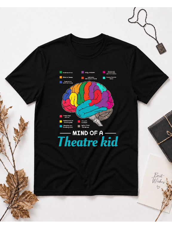 Mind of a Theatre Kid Brain Diagram Funny Drama Actor Gift Unisex T-Shirt, S-5XL