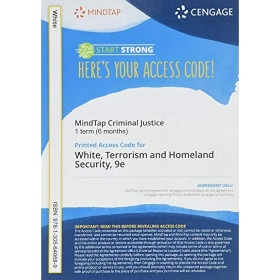 MindTap Criminal Justice, 1 term (6 months) Printed Access Card for White's Terrorism and Homeland Security, 9th