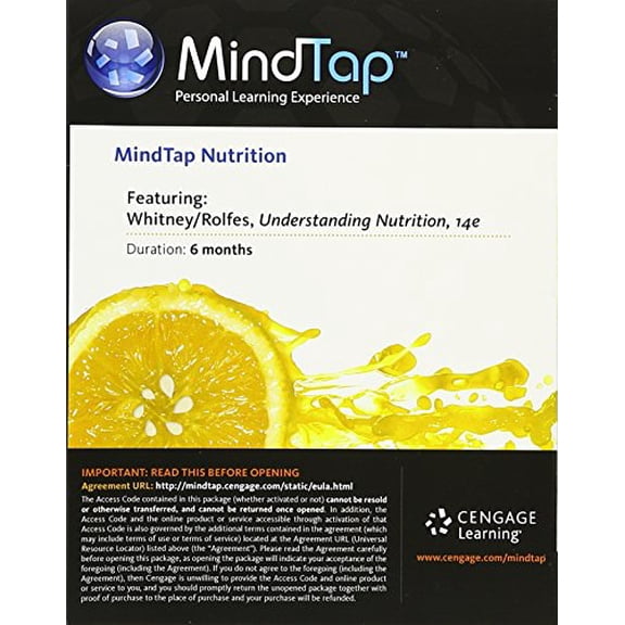 Pre-Owned MindTap Nutrition, 1 term (6 months) Printed Access Card for Whitney/Rolfes Understanding Nutrition (MindTap Course List) Paperback