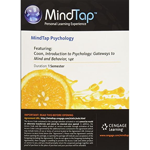 Pre-Owned MindTap Psychology, 1 term (6 months) Printed Access Card for Coon/Mitterer's Introduction to Psychology: Gateways to Mind and Behavior, 14th (MindTap Course Paperback