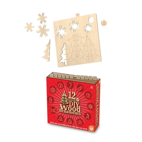 MindWare 12 Days of DIY Wood Ornaments, DIY Ornament Kit, Laser-Cut Wooden 3D Puzzle, Advent Calendar, Countdown Calendar for Families & Kids Ages 8 & Up