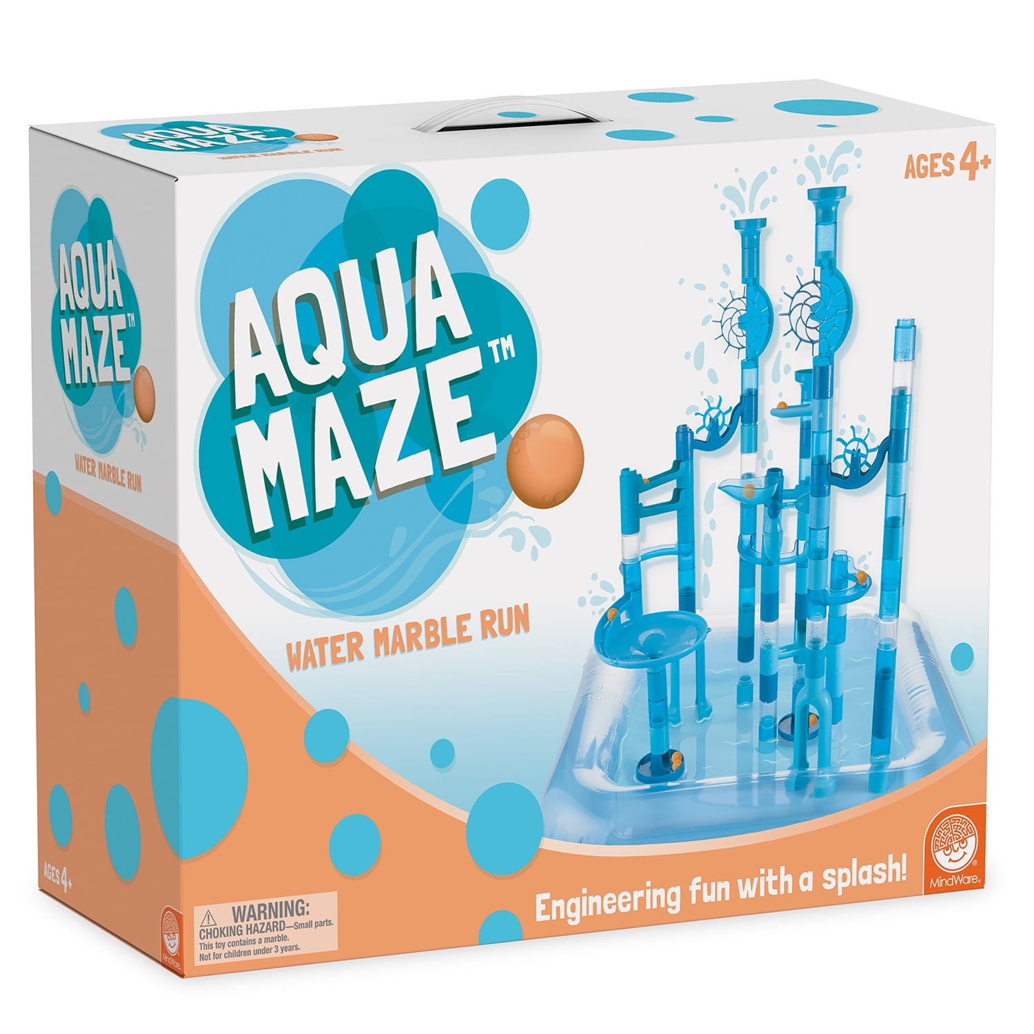 MindWare 125 Piece Aqua Maze Marble Run Water Marble Run Engineering Fun with a Splash for Kids Ages 4