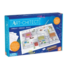 MindWare 3D Architectural Design Kit for Kids, Build Set with Glue Stickers, Compass, and Triangle, Ages 8 and Up