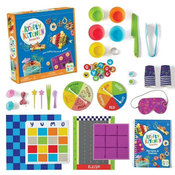 MindWare Best You Krafty Kitchen Snacks Kit, Real Cooking Set for Kids Ages 5 & Up, Includes Kid Friendly Kitchen Tools, Games and Recipes, Ideal for Healthy Snacking and Food Exploration