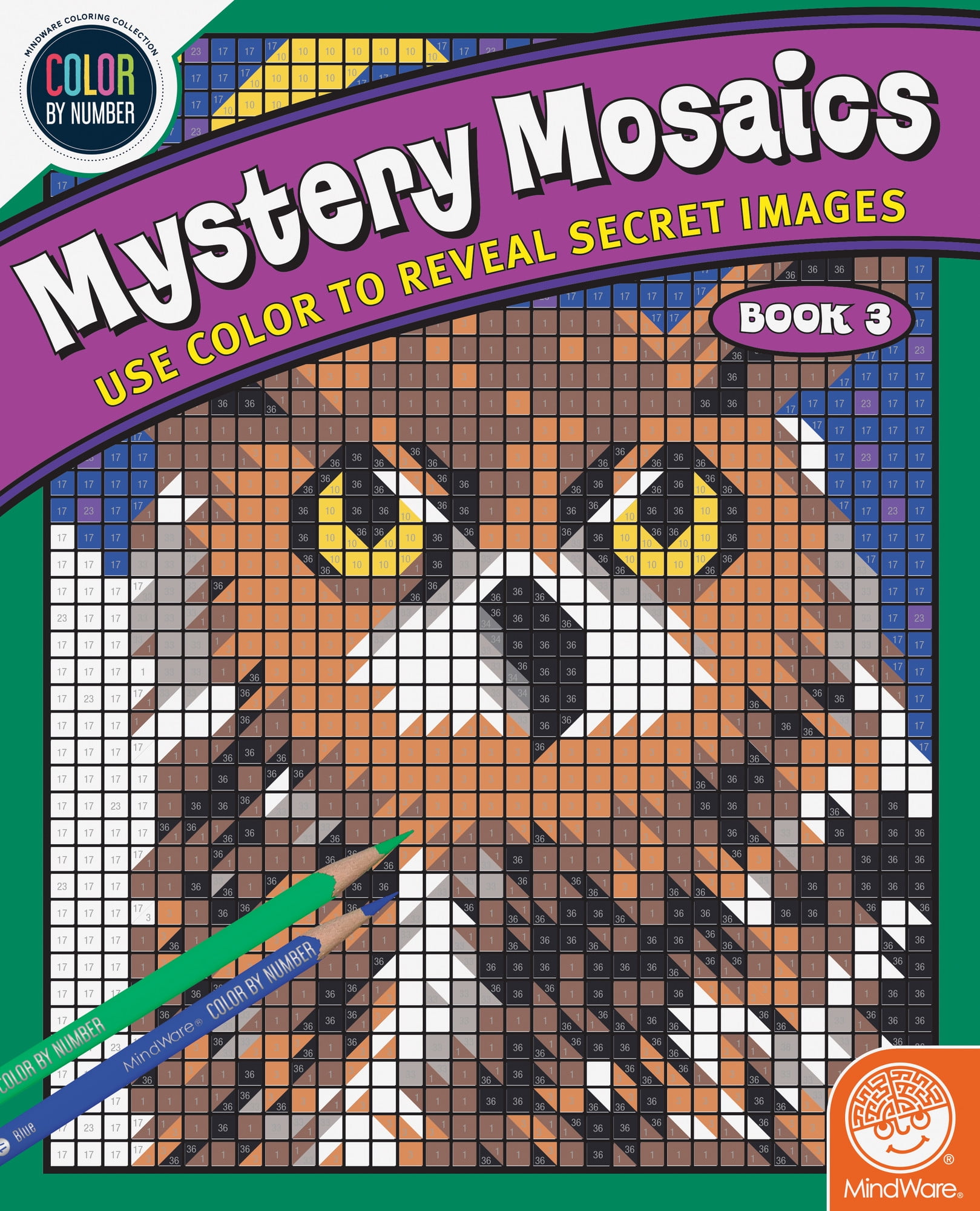 MindWare Color By Number Mystery Mosaics: Book 3, Featuring 18 Perforated Pages Including 4 Fold-Out 10" x 15", Ages 6 Years and Up