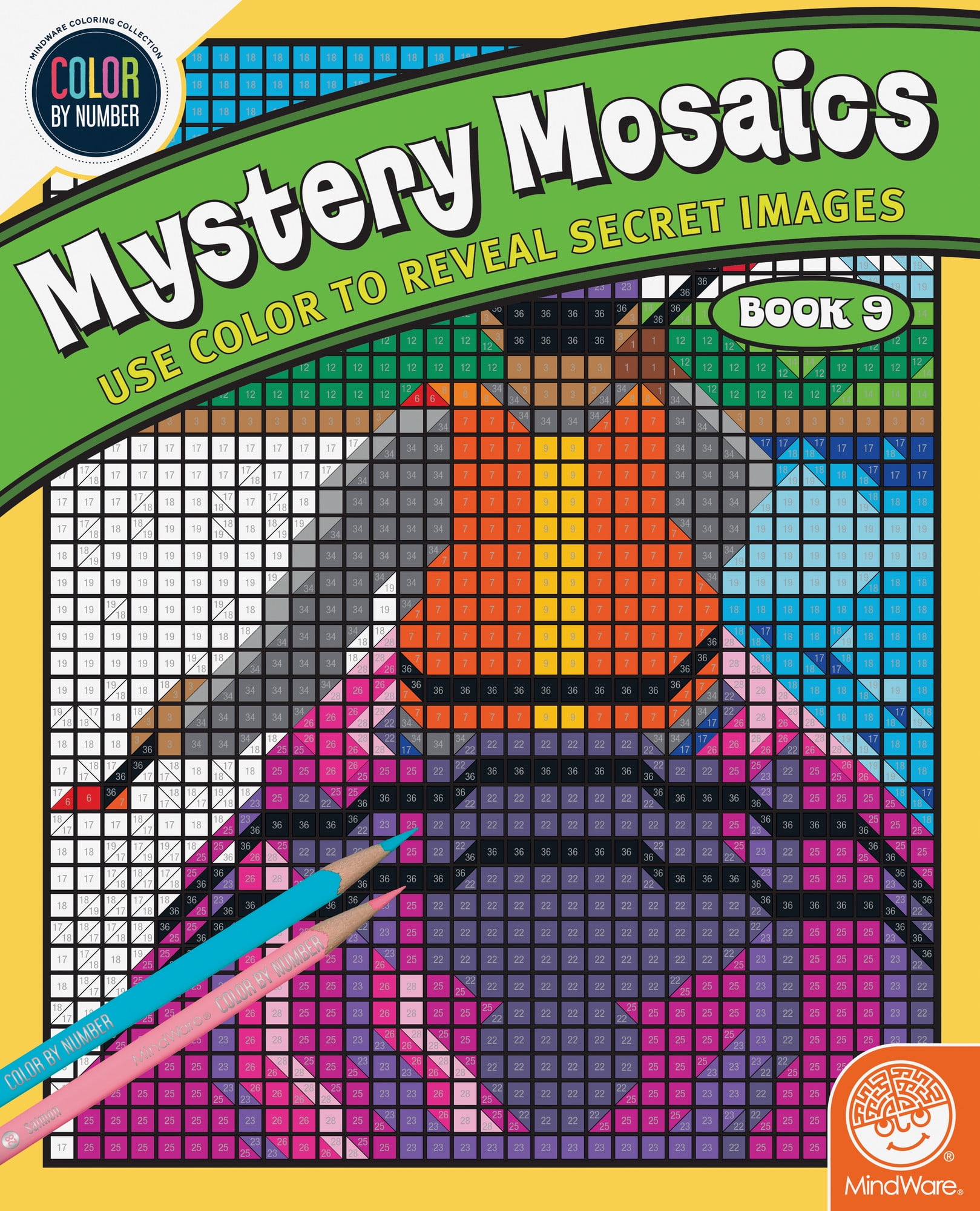 MindWare Color By Number Mystery Mosaics: Book 9 - 18 Perforated Pages ...