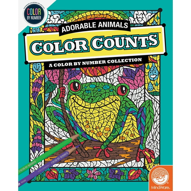 MindWare Color Counts Coloring Book Adorable Animals Mystery for Kids