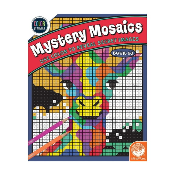 MindWare Color by Number Mystery Mosaic: Book 18, Amazing Images Disguised as Numbered Squares, Ages 6 & up