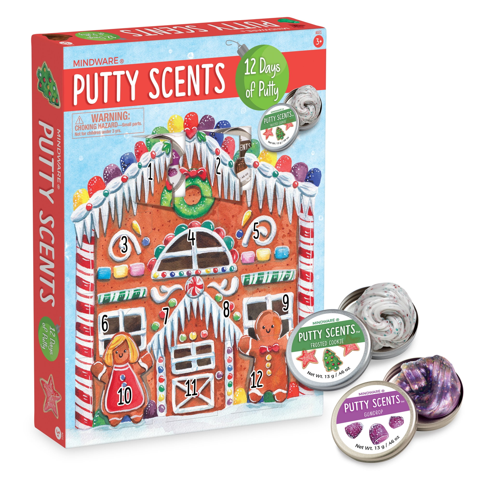 MindWare 12-Day Countdown Toy Calendar with Holiday-Themed Putty Scents for Children