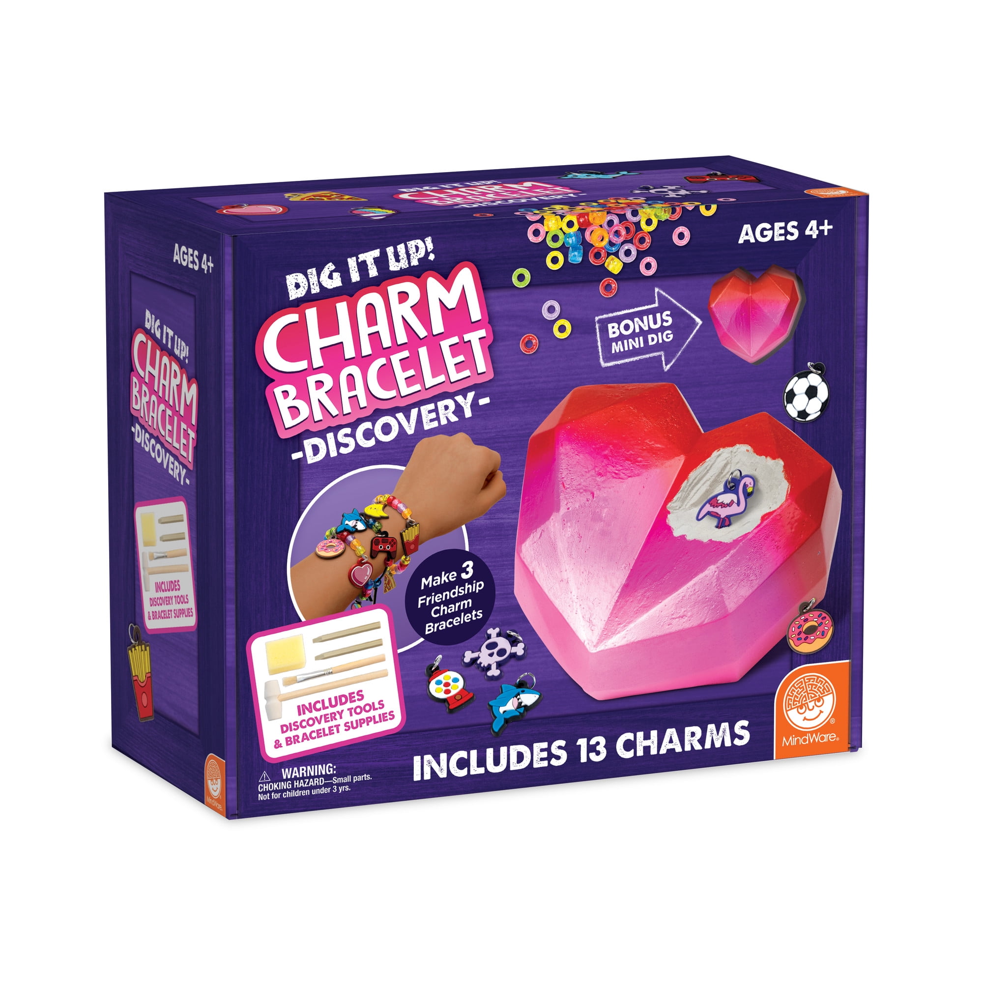 MindWare Dig It Up! Giant Charm Bracelet Discovery, DIY Make 3 Friendship Charm Bracelets for Kids