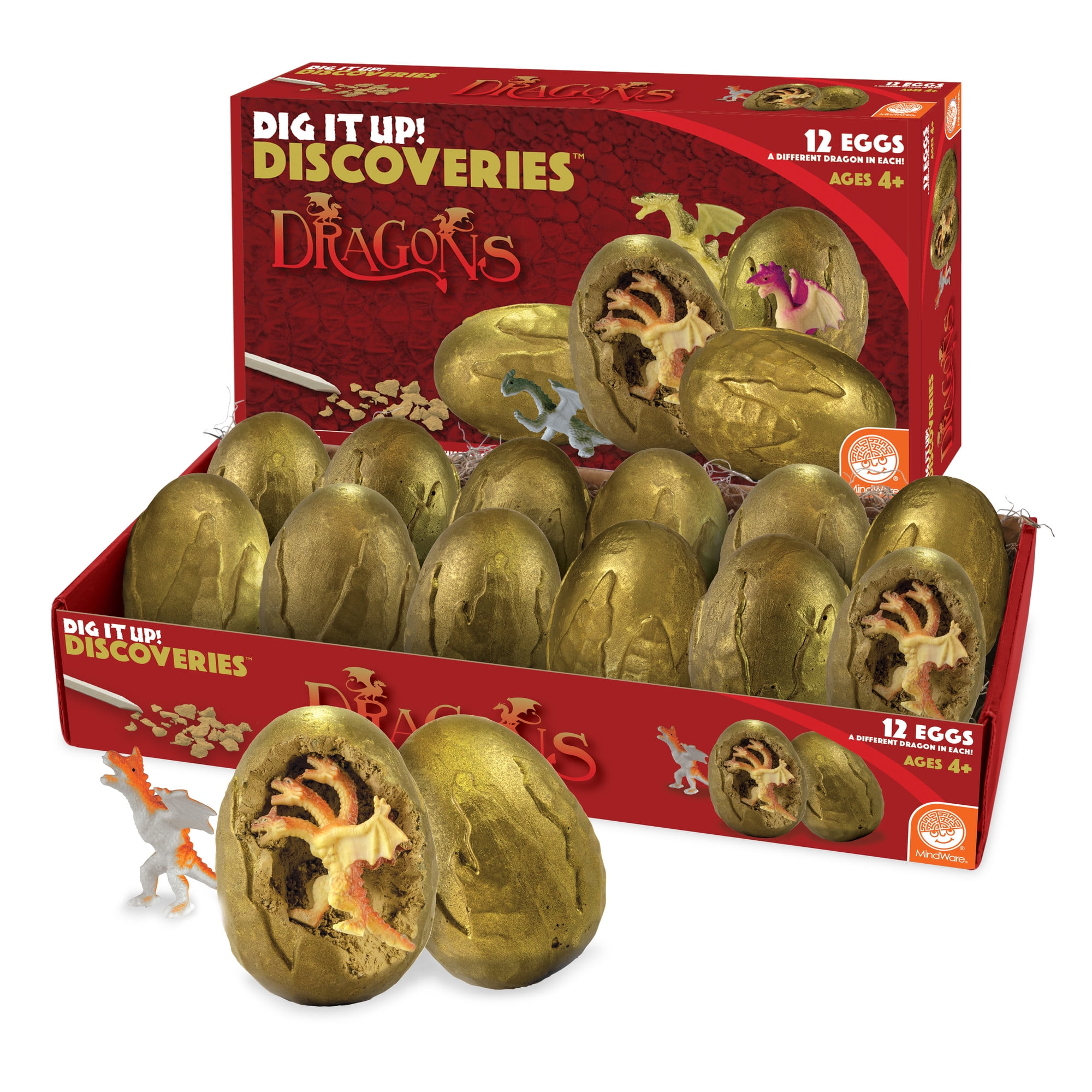 MindWare Dig It Up! Dragon Eggs Dig Kit, 12 Mystery Dragon Toys