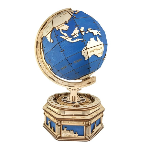MindWare Gearjits: Globe, Wooden 3D Building Puzzle for Teens & Adults, DIY Construction Model, Fun for Parents Too, Great STEAM Gifts for Ages 12 Years and Up