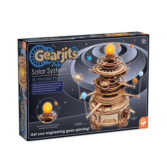 MindWare Gearjits: Solar System, Wooden 3D Building Puzzle for Teens & Adults, DIY Solar System Model, Fun for Parents Too, Great STEAM Gifts for