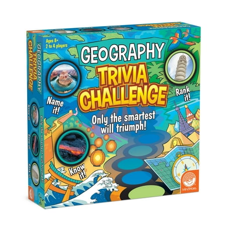 MindWare Geography Trivia Challenge Game , Trivia Board Games with 432 Double , Sided Question Cards for Kids