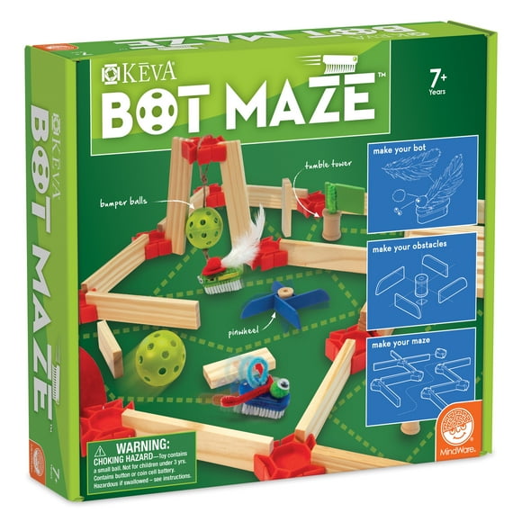 MindWare KEVA Bot Maze, Build Motorized Bots to Race Through Custom, Built Maze, Great for STEM Activities