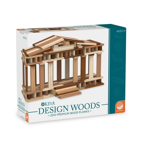MindWare KEVA Design Woods, Free-Form 3D Builder Kit for Kids, Teens & Adults, Create Your own Architecture Designs with Simple Wood Building Blocks