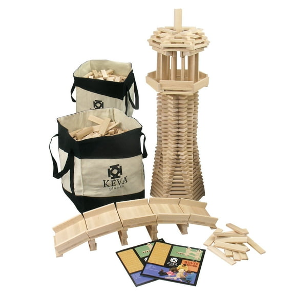MindWare KEVA Maple 800 Plank Wooden Building Blocks Set, Free-Form 3D Structure Building Set for Kids