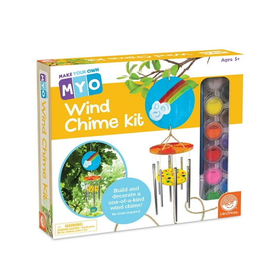 MindWare Make Your Own Wind Chime Craft Kit, Makes 1 Wind Chime, Includes 13 Paint Colors, 3 Brushes and Instructions