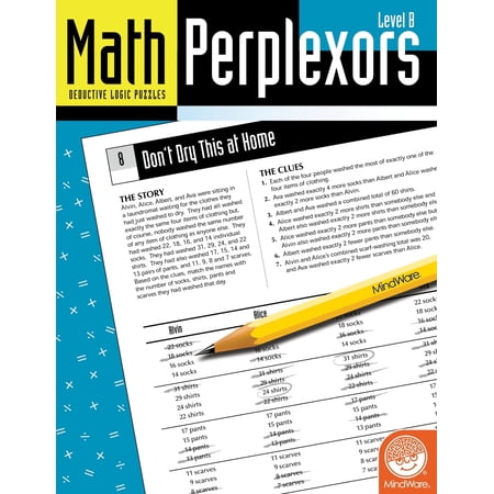 MindWare Math Perplexors: Level B Deductive Logic Puzzle Book, 50 Problems, 9 year olds and up