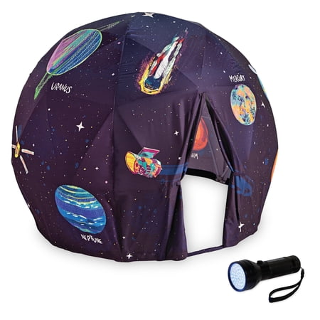 MindWare Oh So Fun! Deluxe Glow-in-The-Dark Space Fort, 63”w x 55”h Space Fort & 1 Blacklight