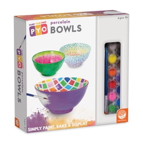 MindWare Paint Your Own Porcelain Bowls, 3 Porcelain Bowls with 4.5 Diameter, Paint, Bake & Display