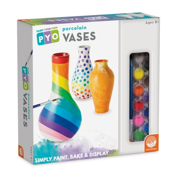 MindWare Paint Your Own Porcelain Vases, DIY Porcelain Vases Set of 3 for Kids