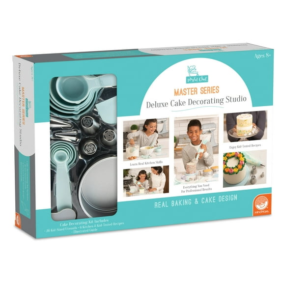 MindWare Playful Chef: Kids Cake Decorating Kit, Includes Pans, Reusable Pastry Bags, Stencils, Recipes amd More