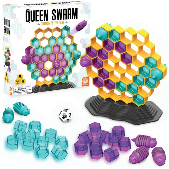 MindWare Queen Swarm Strategic Hive Domination Game for Kids & Families, Dice-Rolling Area Control Board Game, Ages 6+, 2-4 Players