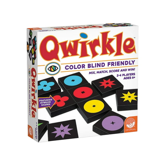 MindWare Qwirkle Color Blind Friendly Family Game Game for Kids and Adults, Fun Family Game Night Game for Concentration and Visual, Thinking Skills