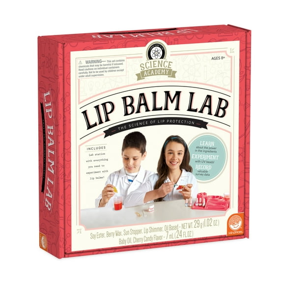 MindWare Science Academy Lip Balm Lab Kit, Includes 18pcs for DIY Lip Balms to Teach Kids & Teens Cosmetic Chemistry