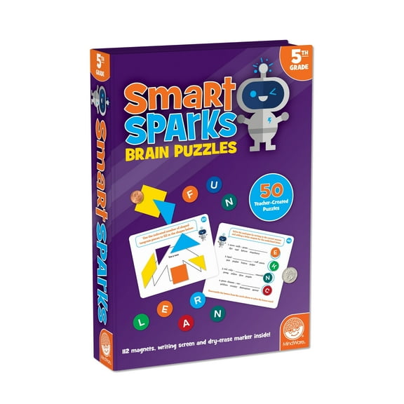 MindWare Smart Sparks Brainy Puzzles: Grade 5, Logic & Reasoning Puzzles for Kids Ages 10 & Up