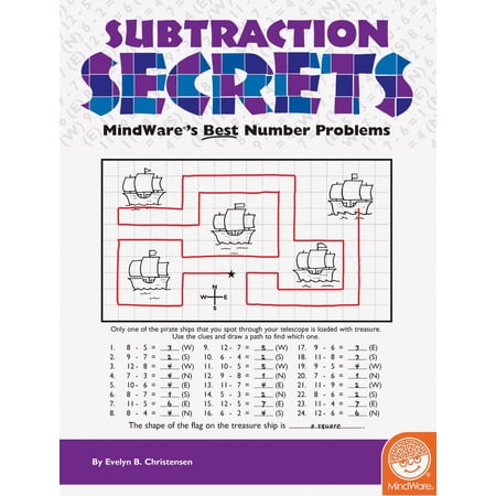MindWare Subtraction Secrets, 30 Single Page Mini-Mysteries Plus Illustrated Solutions, Ages 6 and Up