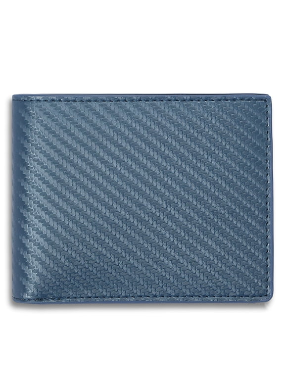 Carbon Fiber RFID Blocking Wallet, Slim Flip Design, 10 Card Slots, Blue