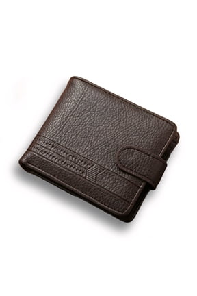 Men's Lizard-Textured PU Leather Wallet, 7 Card Slots, Metal Clasp, Brown