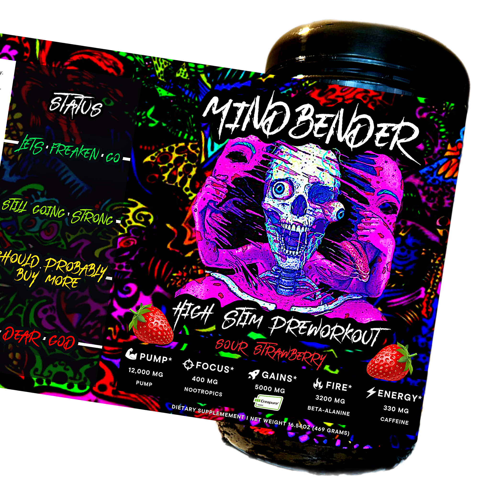 Mindbender High-Stim Pre-Workout w/ Creapure by Project M Supplements - SOUR STRAWBERRY