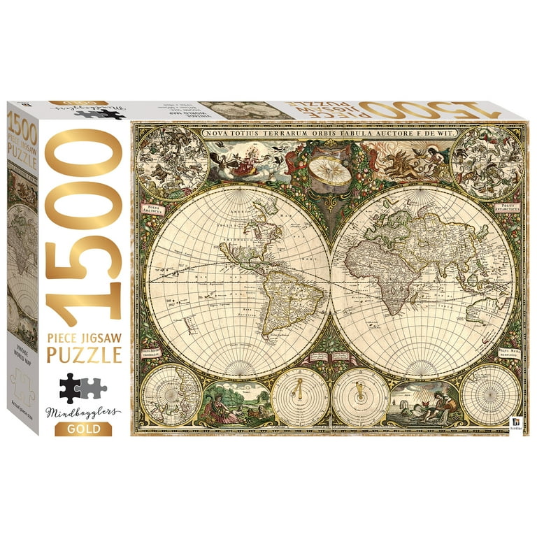 Mindbogglers Gold 1500-Piece Jigsaw Puzzle: Vintage World Map